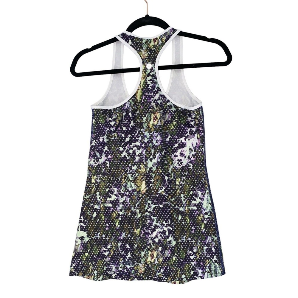 Lululemon Cool Purple Floral Sport Tank Top Racer back Sz 2/4, EUC